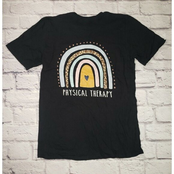 Women's Physical Therapist Tired Graphic Short-Sleeve Black T-Shirt Size Small - Picture 4 of 4